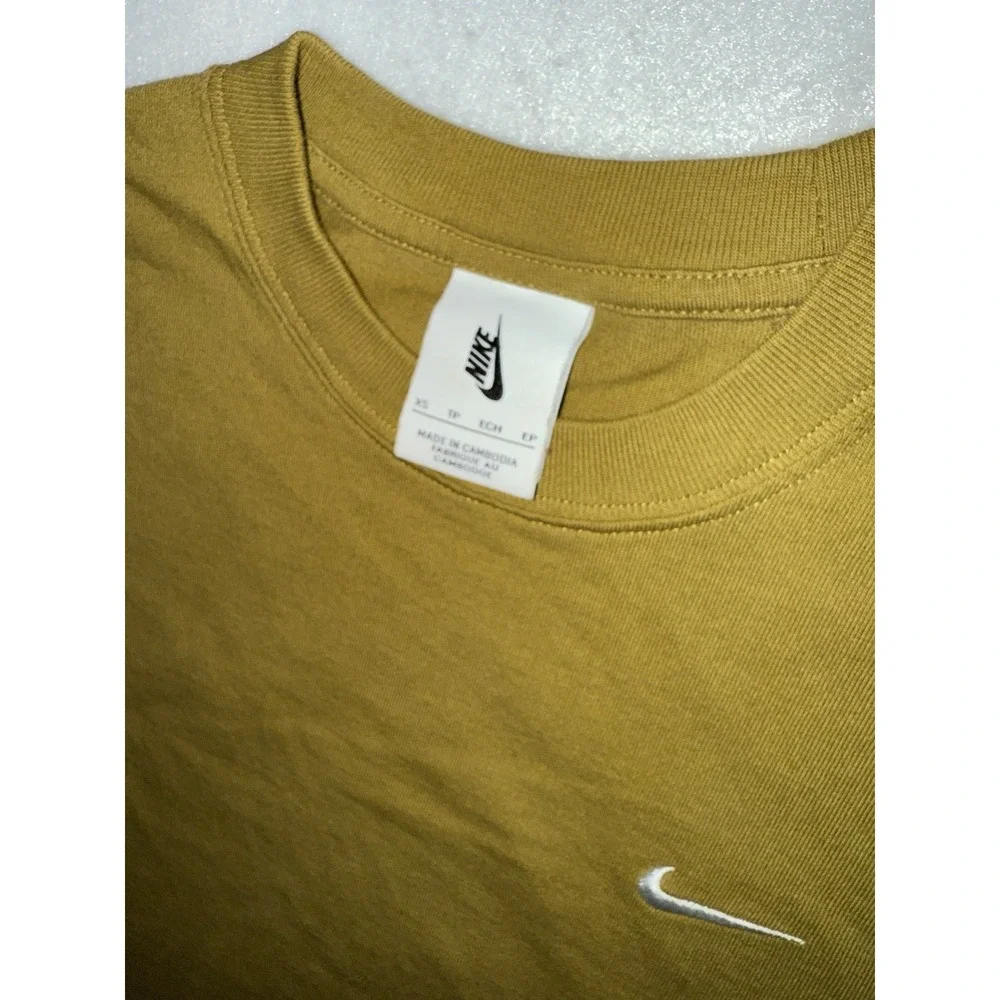 Vintage Nike‎ Gray Tag Yellow Green Essential Shirt Y2K Mini Swoosh Men SZ XS